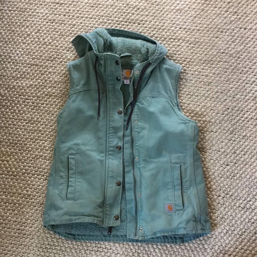 Teal hooded & lined vest